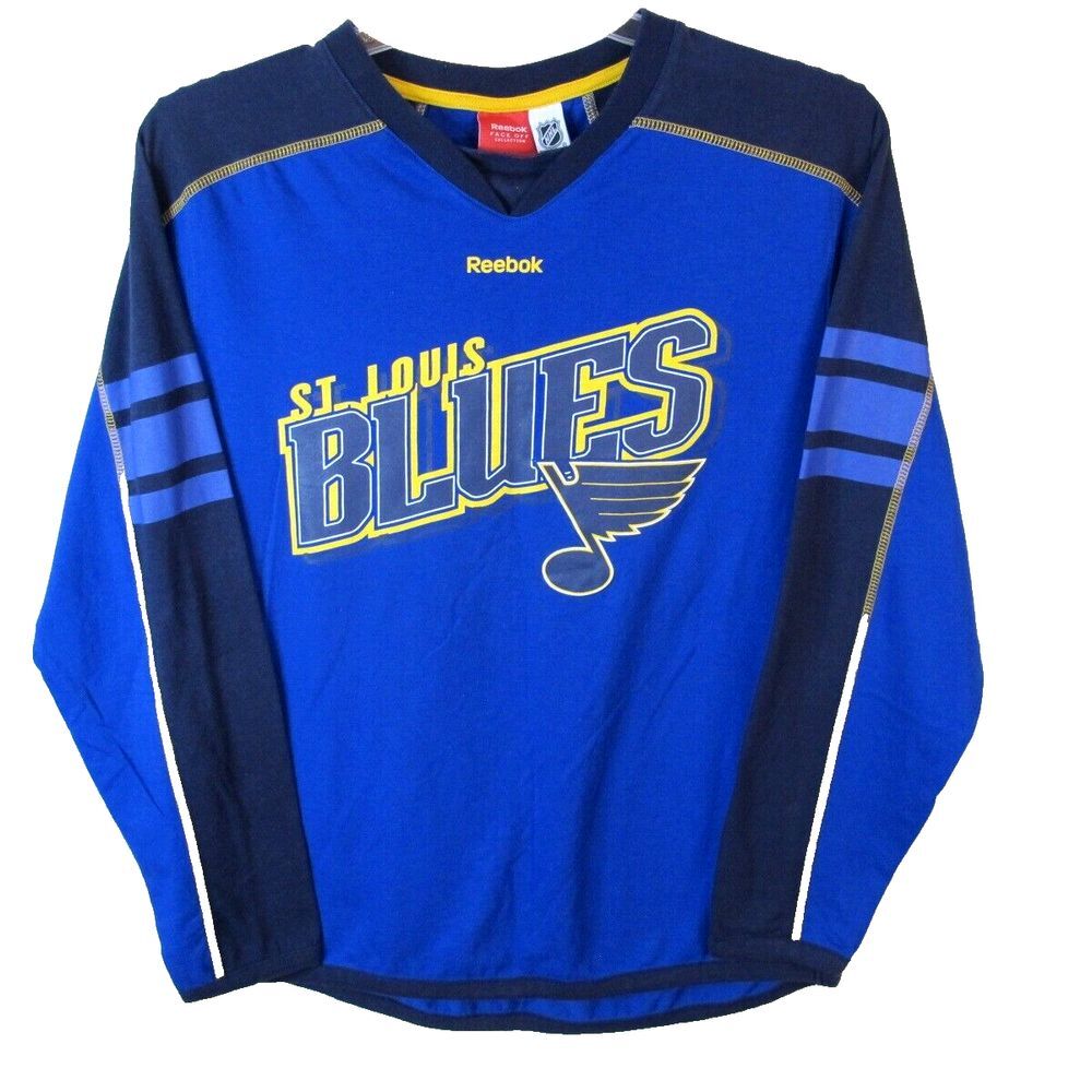 Reebok NHL Face Off Collection St Louis Blues Long Sleeve Pullover Shirt Men's M